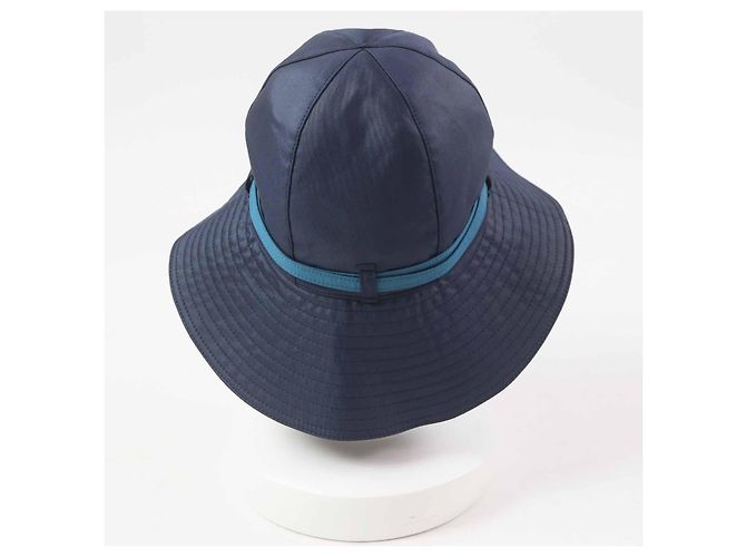 Hermès Hermes Belted Hat Polyester Polyamide Hat Silvery Blue Navy blue Light blue - view 3