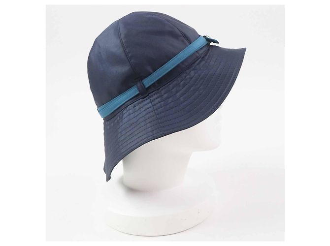 Hermès Hermes Belted Hat Polyester Polyamide Hat Silvery Blue Navy blue Light blue - view 4