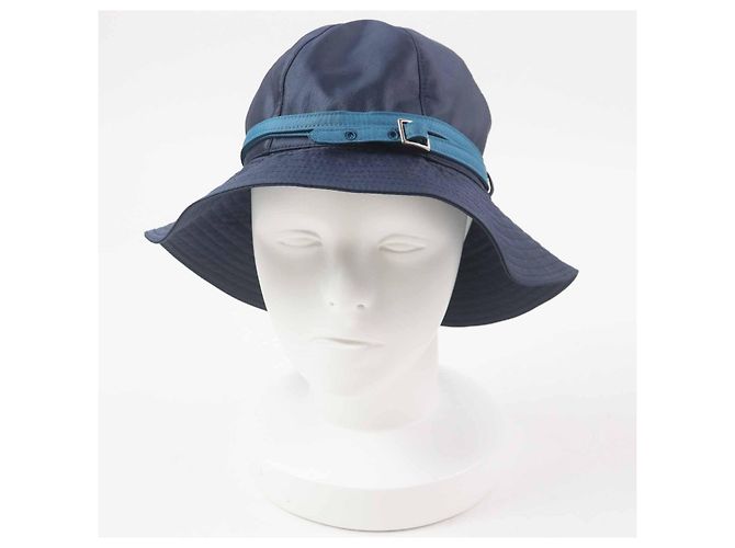 Hermès Hermes Belted Hat Polyester Polyamide Hat Silvery Blue Navy blue Light blue - view 5