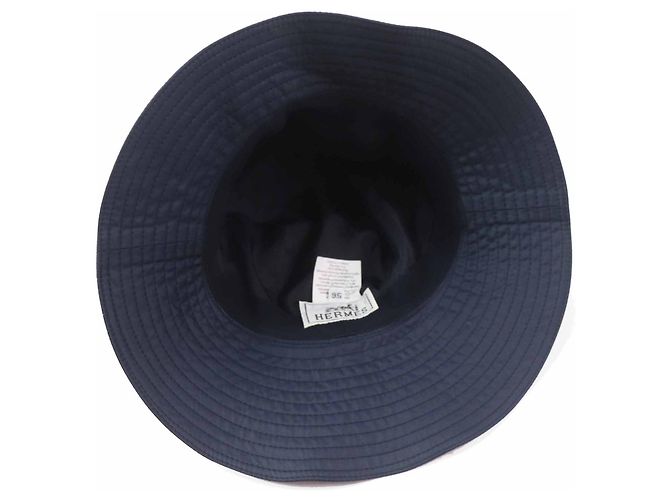 Hermès Hermes Belted Hat Polyester Polyamide Hat Silvery Blue Navy blue Light blue - view 6