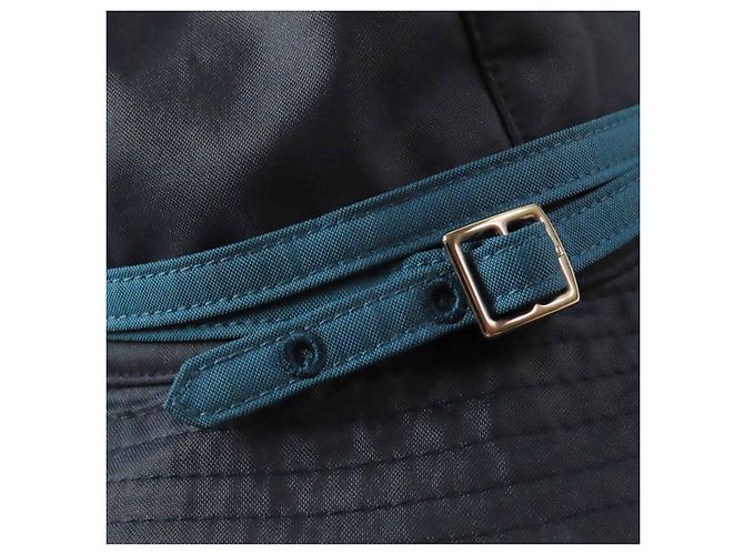 Hermès Hermes Belted Hat Polyester Polyamide Hat Silvery Blue Navy blue Light blue - view 7