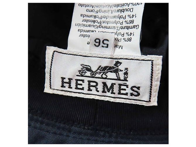 Hermès Hermes Belted Hat Polyester Polyamide Hat Silvery Blue Navy blue Light blue - view 9