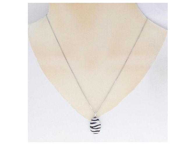 Autre Marque Collana in oro bianco Au750 con onice e diamanti Nero - vista 6