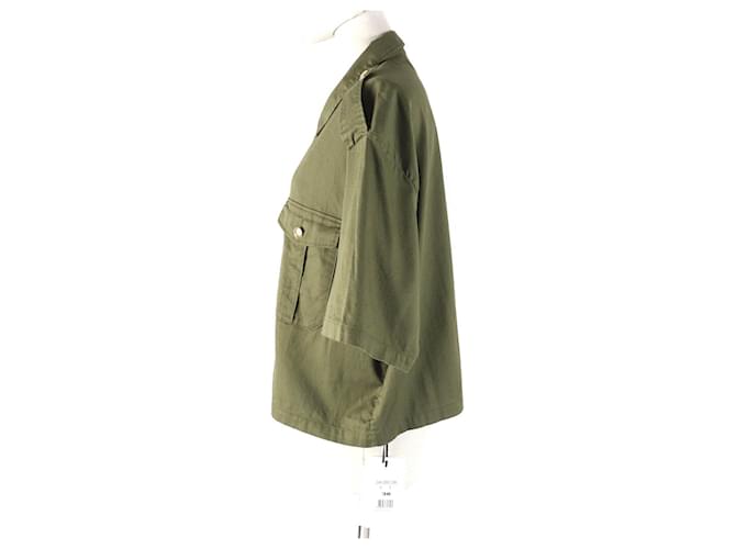Céline Camicia in cotone Celine Triomphe Verde Cachi - vista 2
