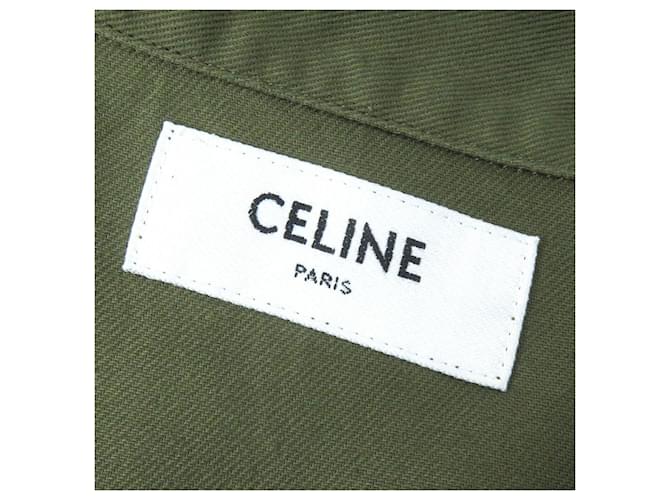 Céline Camicia in cotone Celine Triomphe Verde Cachi - vista 7