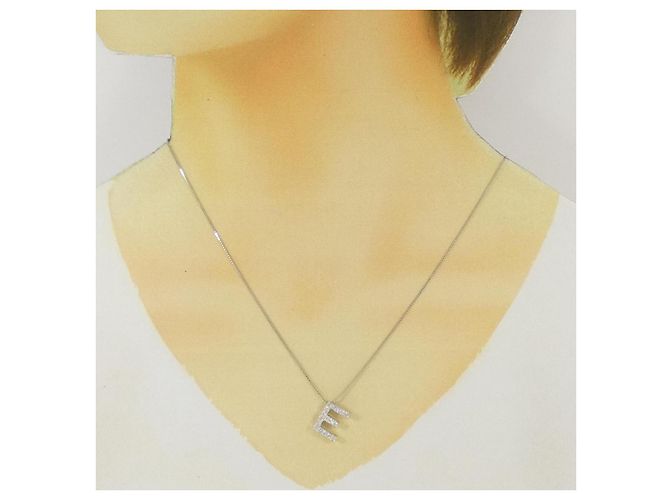 Autre Marque Au750 Diamant Initial E Halskette Silber - Ansicht 6