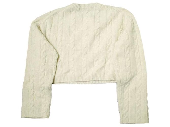 Autre Marque URBAN RESEARCH Kurz geschnittene Kabelstrick-Wollpullover Weiß Roh - Ansicht 2