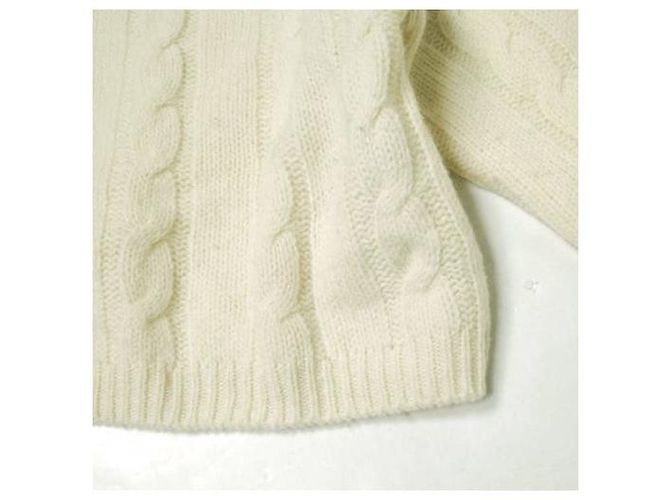 Autre Marque URBAN RESEARCH Kurz geschnittene Kabelstrick-Wollpullover Weiß Roh - Ansicht 6