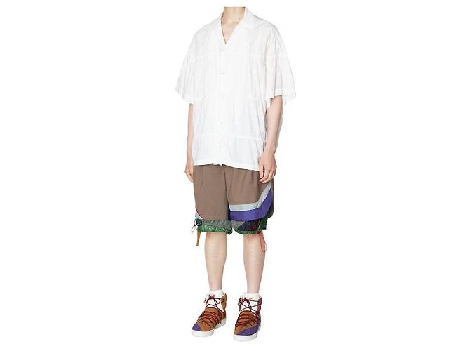 Autre Marque Camicia a colletto aperto Gather in cotone Kolor Bianco - vista 3