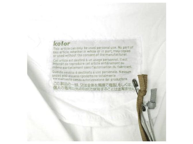 Autre Marque Camicia a colletto aperto Gather in cotone Kolor Bianco - vista 5