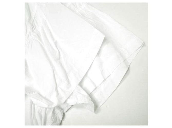 Autre Marque Camicia a colletto aperto Gather in cotone Kolor Bianco - vista 7