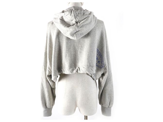 Sudadera Crop de Algodón con Estampado de Viaje Flight Mode Louis Vuitton Gris - vista 3