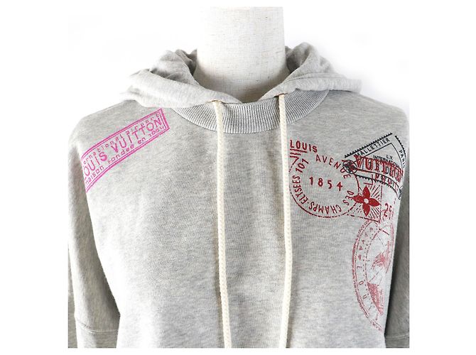 Sudadera Crop de Algodón con Estampado de Viaje Flight Mode Louis Vuitton Gris - vista 4