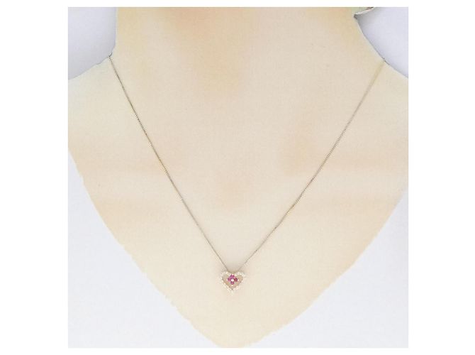 Autre Marque Collana in Oro Rosa K14 e Oro Giallo K10, Rubino e Diamante Rosso - vista 6
