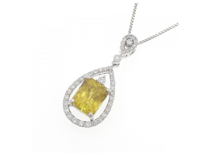 Autre Marque Collana in diamante Sphene Pt900 Pt850 Argento - vista 3