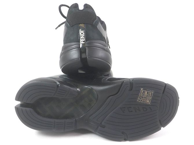 Fendi FASTER TRAINERS FF-Logo Zucca-Mesh-Leder-Sneaker Schwarz - Ansicht 5