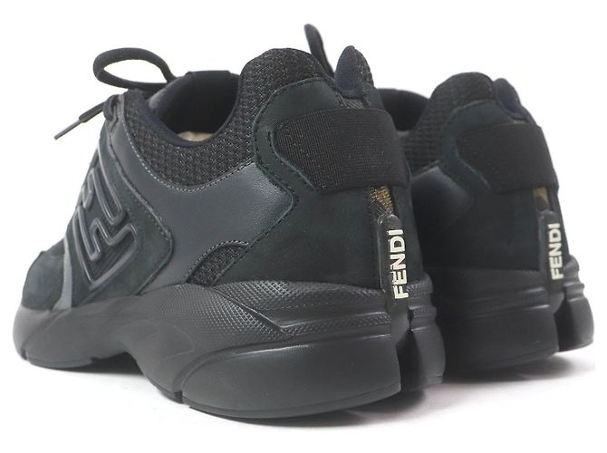 Fendi FASTER TRAINERS FF-Logo Zucca-Mesh-Leder-Sneaker Schwarz - Ansicht 6