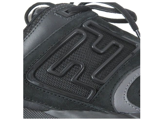 Fendi FASTER TRAINERS FF-Logo Zucca-Mesh-Leder-Sneaker Schwarz - Ansicht 7
