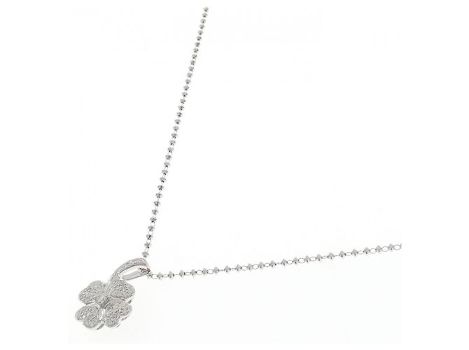 Autre Marque Au750 Kleeblatt-Diamant-Halskette Silber - Ansicht 2