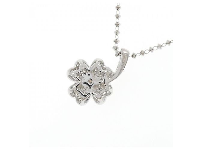 Autre Marque Au750 Kleeblatt-Diamant-Halskette Silber - Ansicht 4