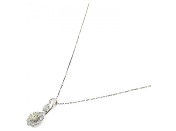 Autre Marque Collana a Fiore in Oro Bianco Au750 e Diamanti Argento - vista 2
