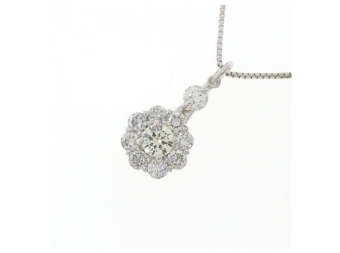 Autre Marque Collana a Fiore in Oro Bianco Au750 e Diamanti Argento - vista 3