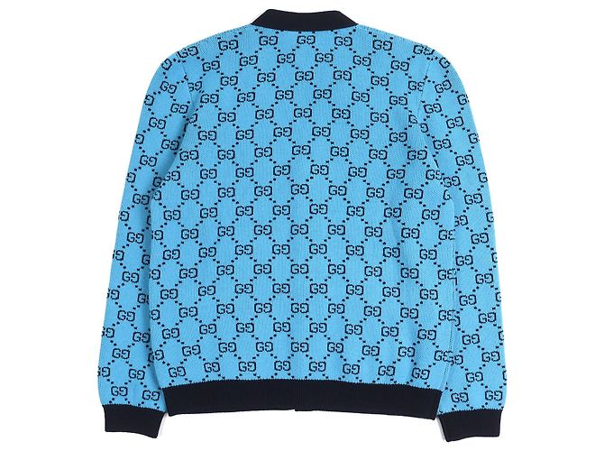 Cardigã de lã e algodão com padrão GG da Gucci Preto Azul - vista 2