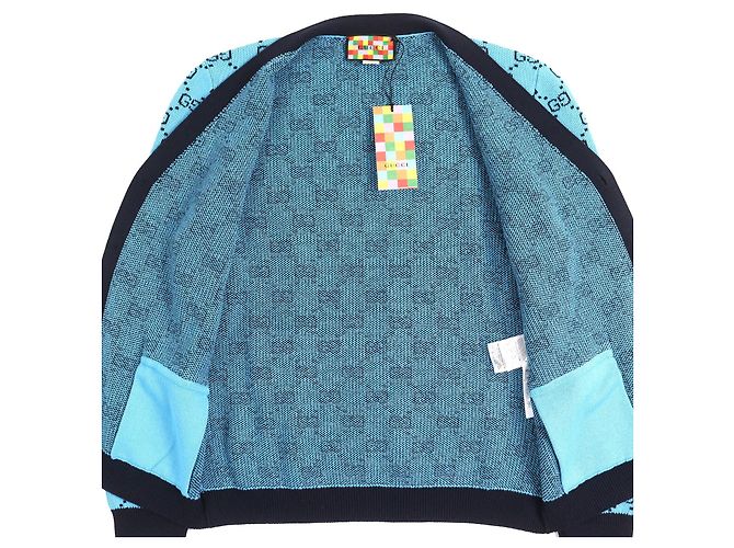 Cardigã de lã e algodão com padrão GG da Gucci Preto Azul - vista 4