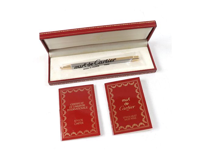 Bolígrafo Must de Cartier con logo grabado Plata Dorado - vista 2
