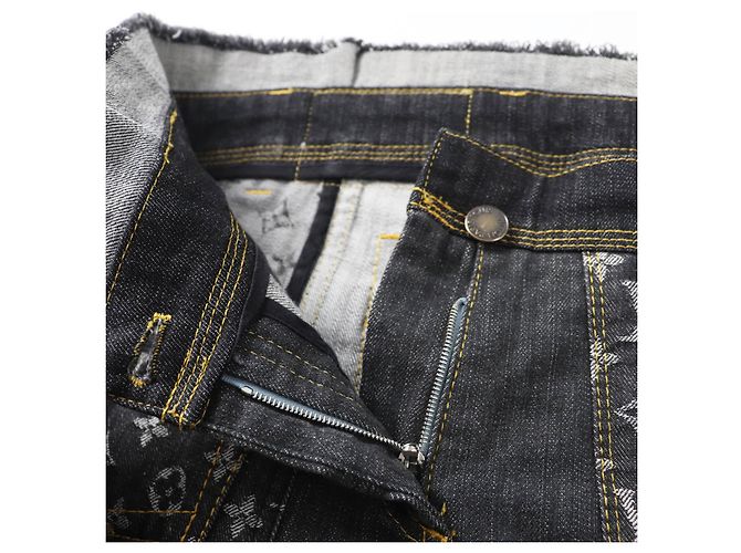Louis Vuitton Monogram Patchwork Baumwoll-Polyurethan-Jeans Blau - Ansicht 5