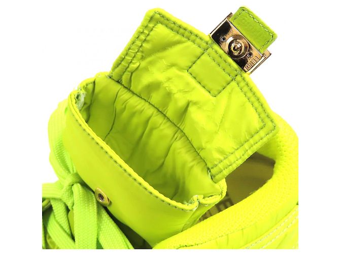Fendi Baguette Nylon-Leder High-Cut Sneakers mit Tasche Grün Hellgrün - Ansicht 10