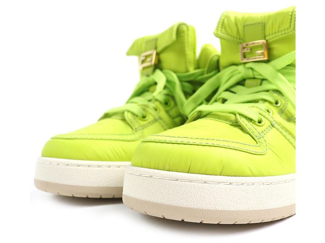 Fendi Baguette Nylon-Leder High-Cut Sneakers mit Tasche Grün Hellgrün - Ansicht 5