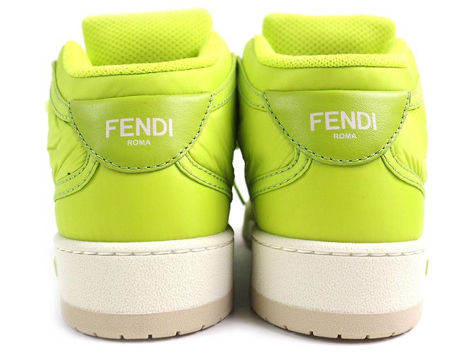 Fendi Baguette Nylon-Leder High-Cut Sneakers mit Tasche Grün Hellgrün - Ansicht 6