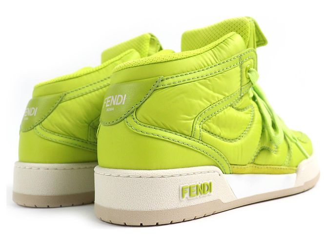 Fendi Baguette Nylon-Leder High-Cut Sneakers mit Tasche Grün Hellgrün - Ansicht 7