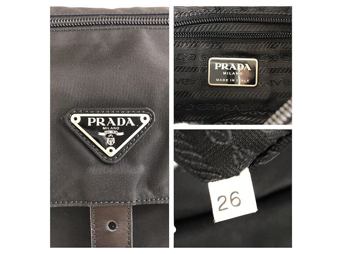 Borsa a Spalla in Nylon e Pelle Tessuto di Prada Nero - vista 4