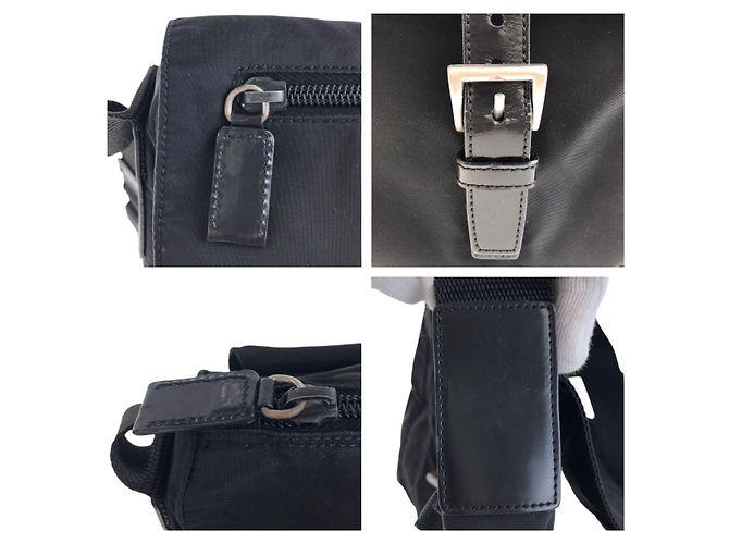 Borsa a Spalla in Nylon e Pelle Tessuto di Prada Nero - vista 5