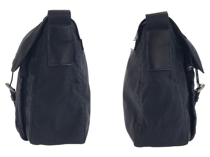 Borsa a Spalla in Nylon e Pelle Tessuto di Prada Nero - vista 8