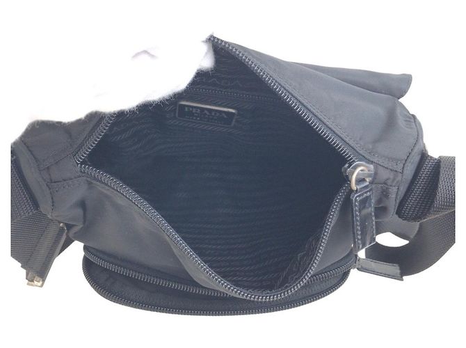 Borsa a Spalla in Nylon e Pelle Tessuto di Prada Nero - vista 9