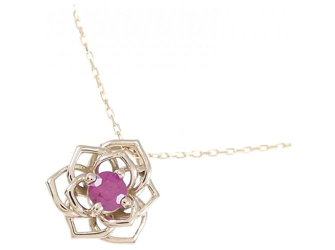 Autre Marque Collana in Rubino K10PG Flower Rosa - vista 3