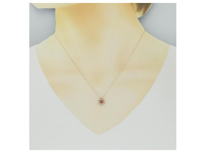 Autre Marque Collana in Rubino K10PG Flower Rosa - vista 6