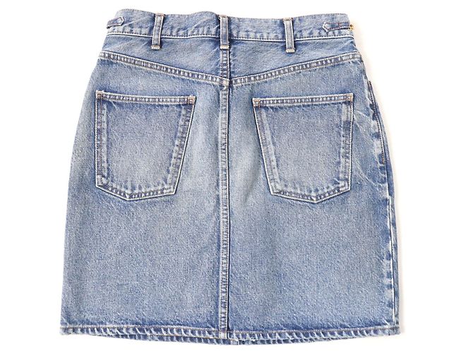 Céline Falda de denim lavado con cadena Celine S195 571Q 08YC Azul - vista 2