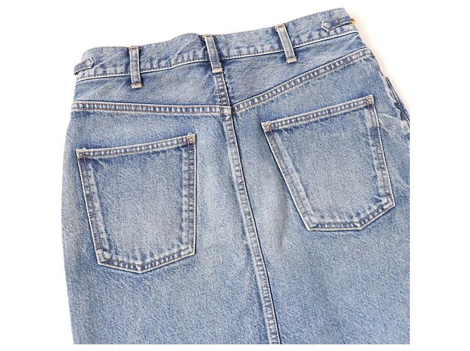 Céline Falda de denim lavado con cadena Celine S195 571Q 08YC Azul - vista 5