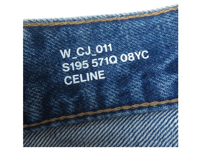 Céline Falda de denim lavado con cadena Celine S195 571Q 08YC Azul - vista 7