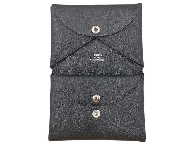 Monedero Calvi Duo de cabra Hermès Negro - vista 8