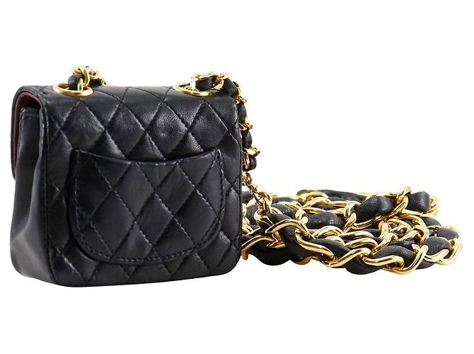 Sac de taille Micro Matelassé en agneau avec chaîne Chanel Noir - vue 3