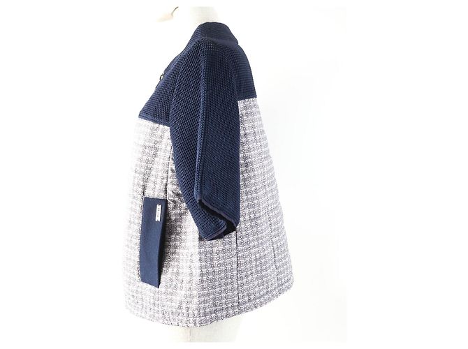 Autre Marque Giacca a maniche corte in metallo, viscosa e poliammide con logo Bark Blu Blu navy - vista 2