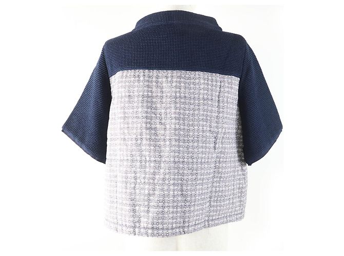 Autre Marque Giacca a maniche corte in metallo, viscosa e poliammide con logo Bark Blu Blu navy - vista 3