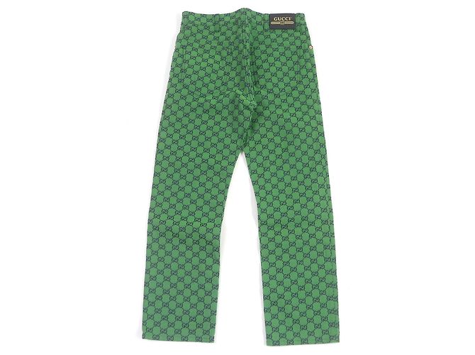 Pantalones de cuero de poliuretano jacquard GG de Gucci Verde - vista 2