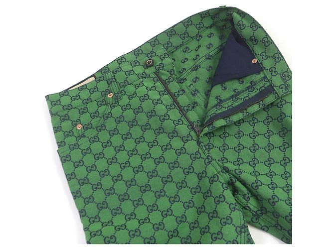 Pantalones de cuero de poliuretano jacquard GG de Gucci Verde - vista 3
