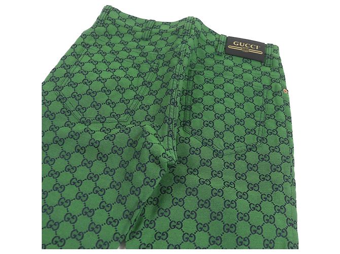 Pantalones de cuero de poliuretano jacquard GG de Gucci Verde - vista 4
